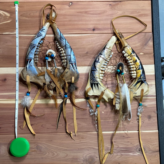 Hand Painted Jawbone Dreamcatcher Coyote
