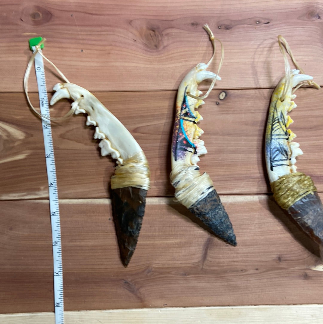 Real Coyote Jawbone Flint Knife