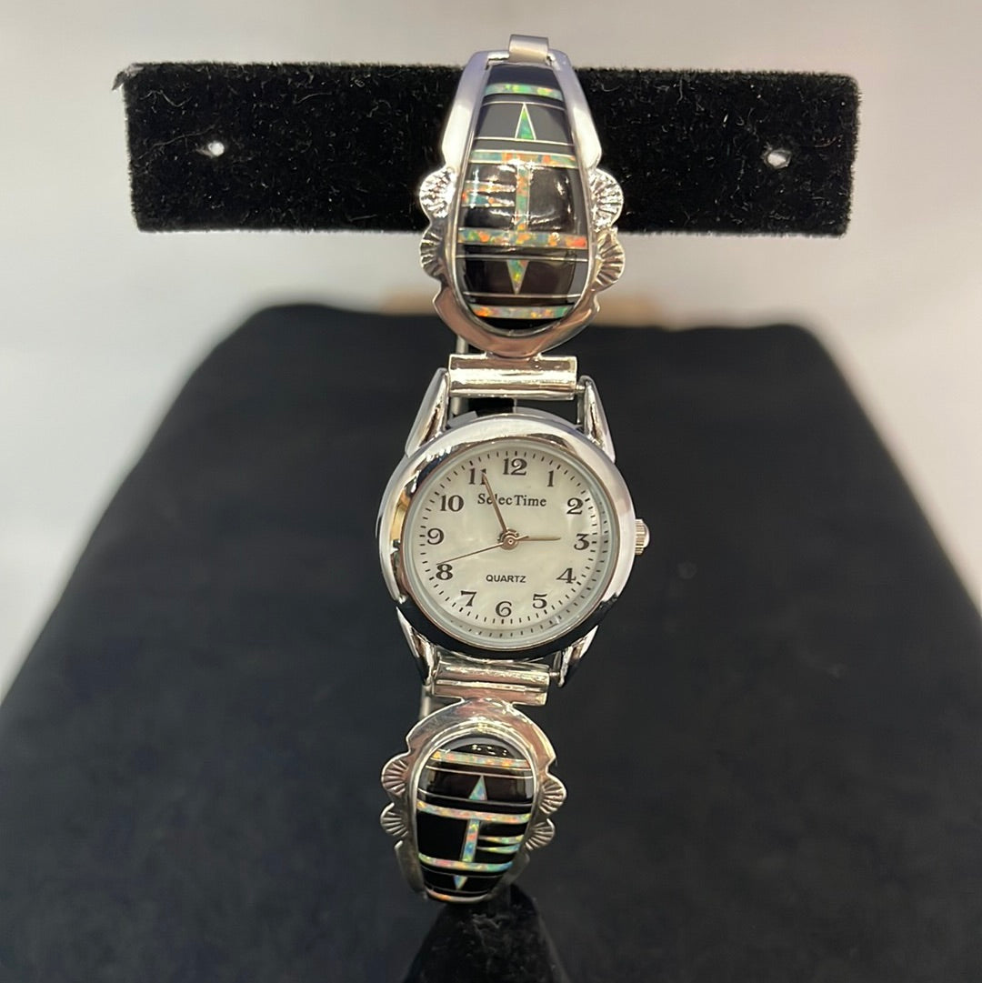 Black Onyx and Opal Watch