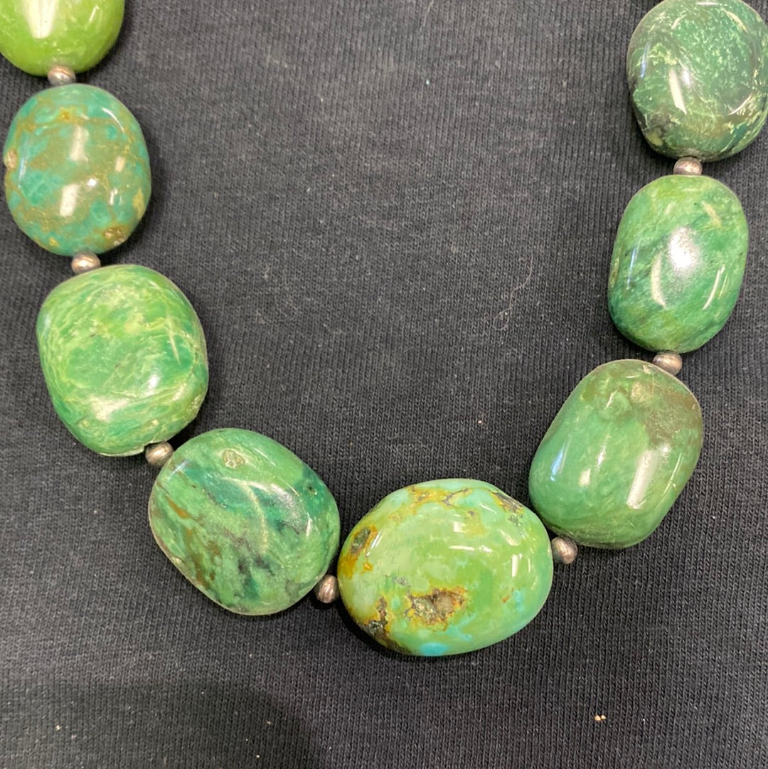 Big chunk Green Turquoise necklace 20”