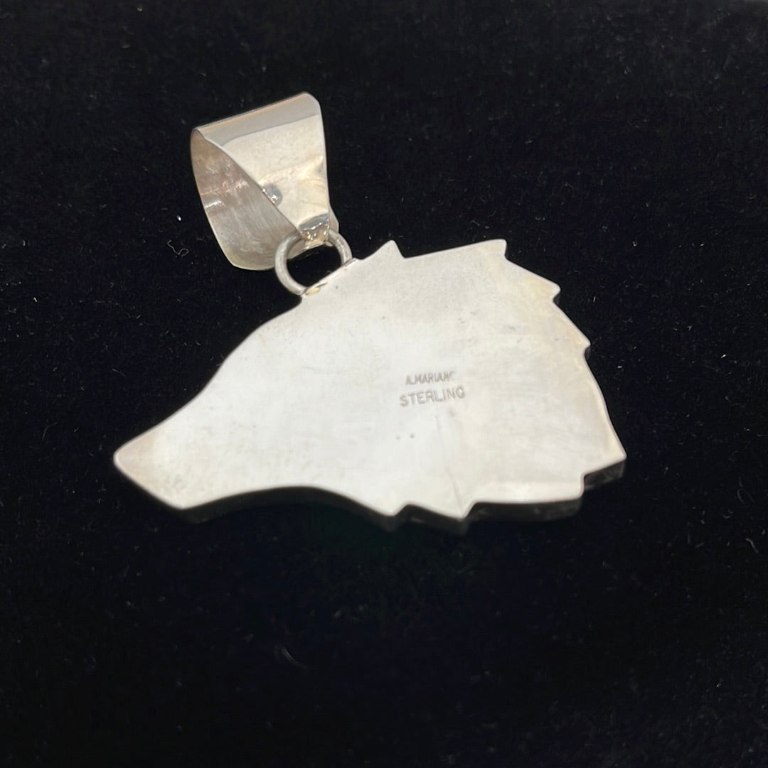 Silver Wolf Pendant by Alonzo Mariano Navajo