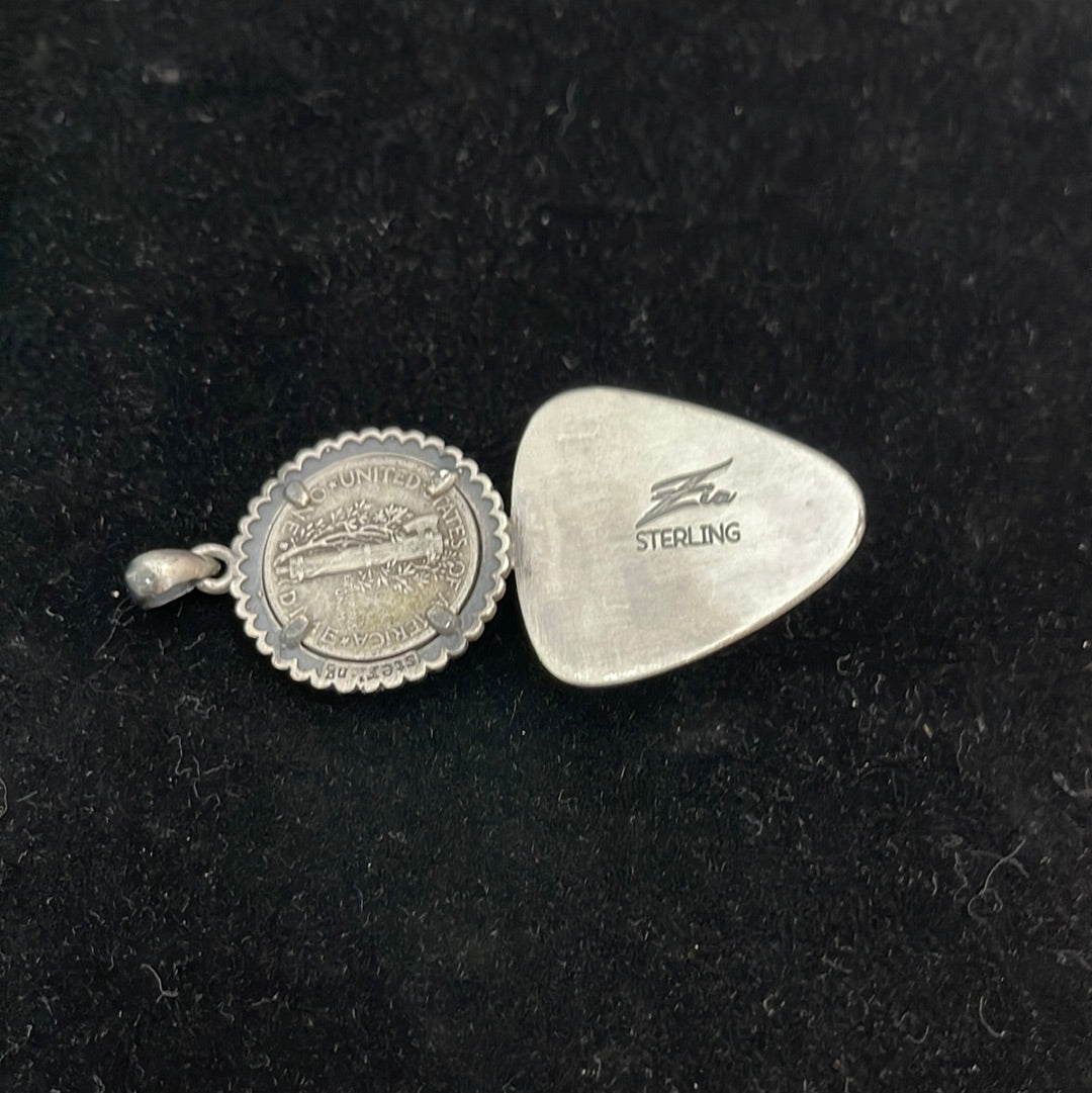 1941 Mercury Dime with Cripple Creek Turquoise Pendant