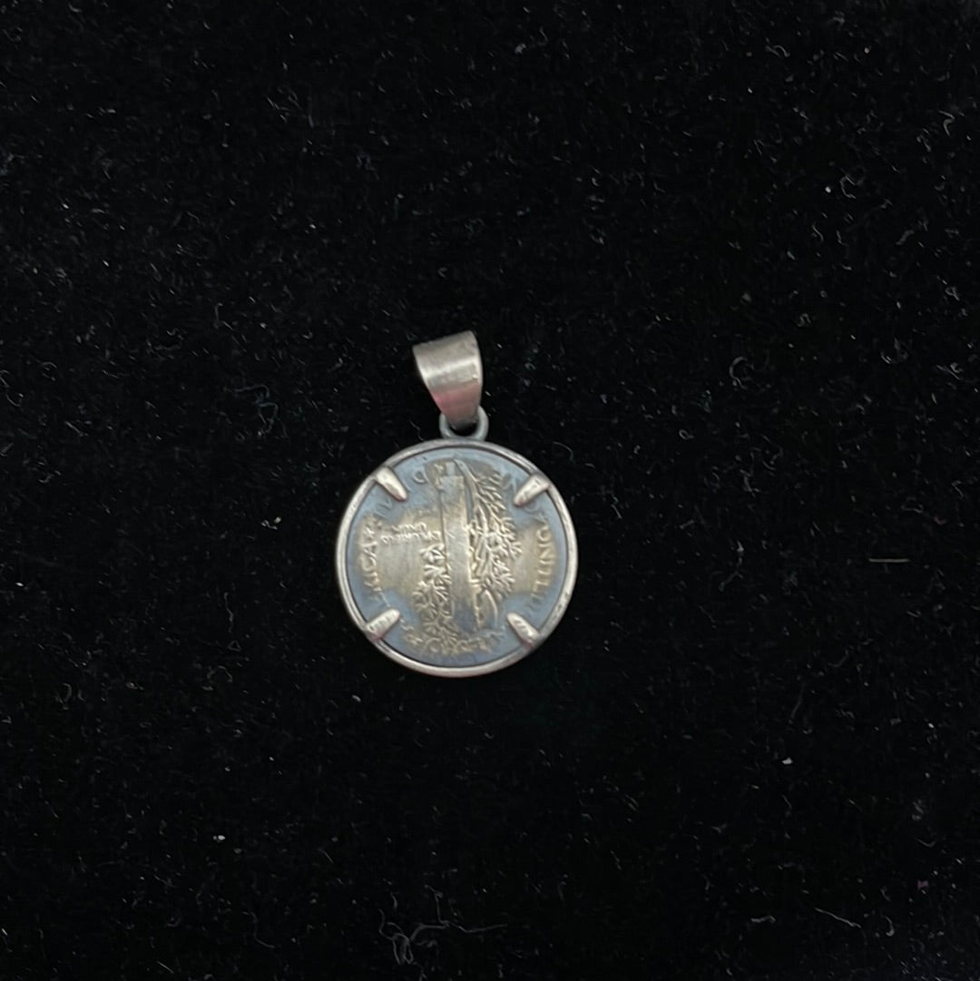 1936 Mercury Dime with Silver Pendant
