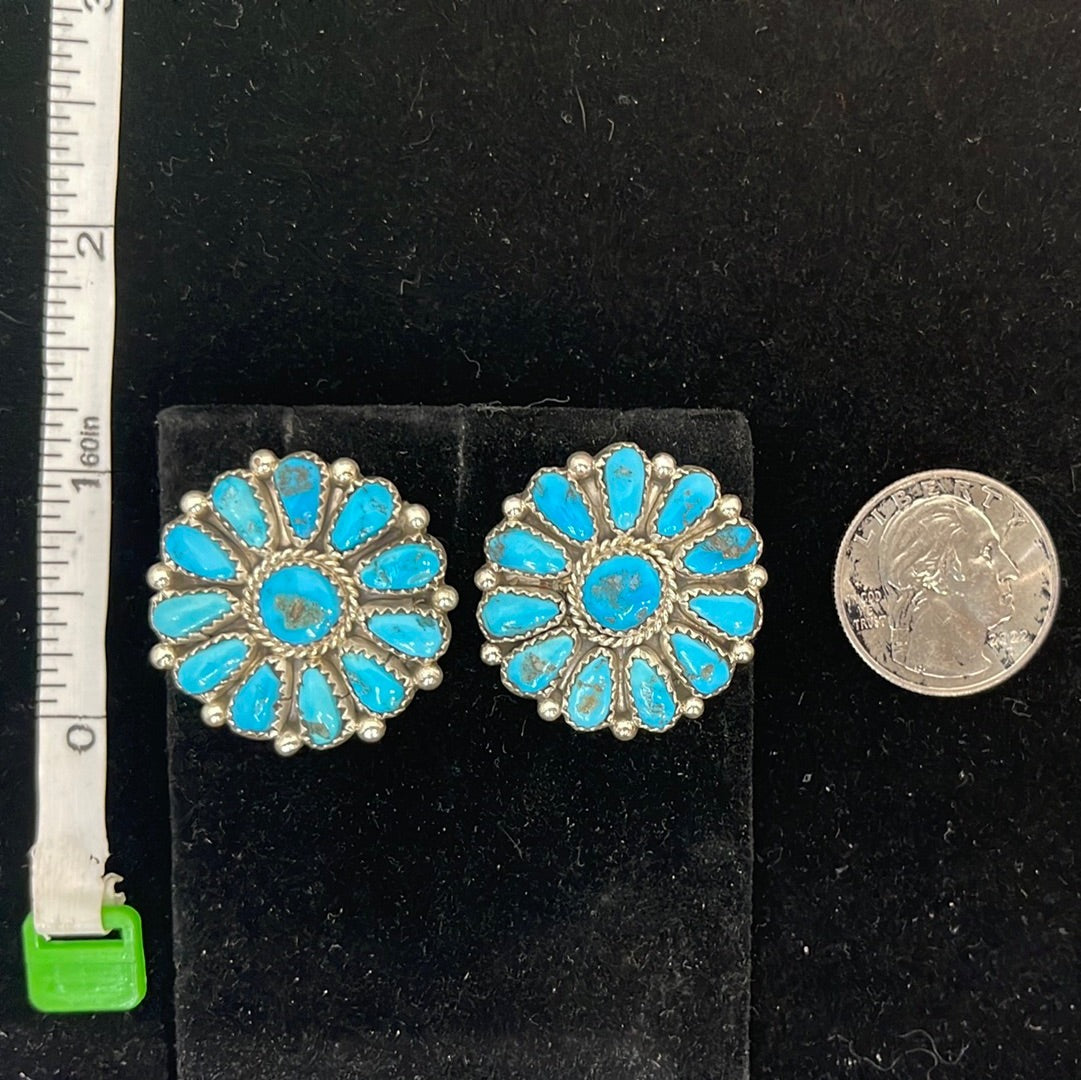 Kingman Turquoise Cluster Post Earrings by Julianna Williams Navajo