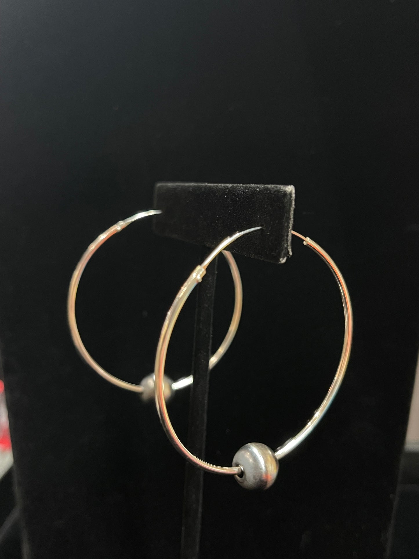 Silver Hoop Earrings with 10mm Navajo Pearls