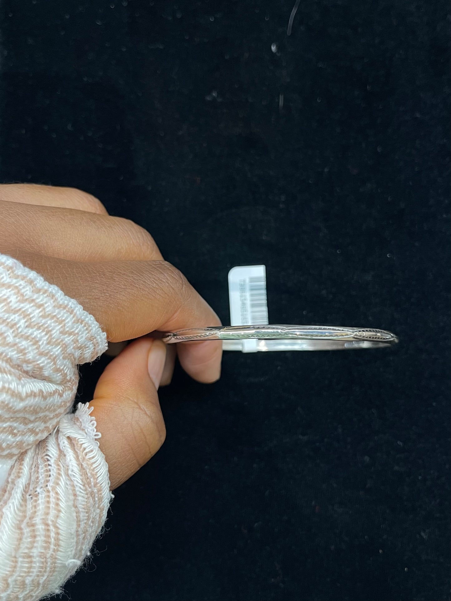 Sterling Silver Stamped Bangle by Elaine Tahe, Navajo