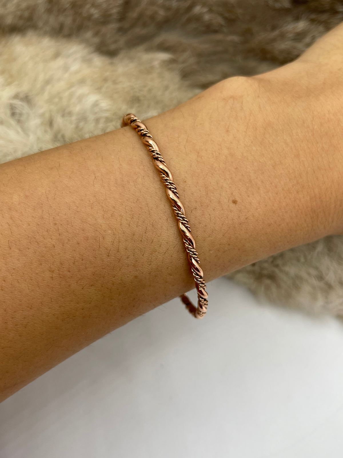 Copper Twisted Wire Bangle by Elaine Tahe, Navajo