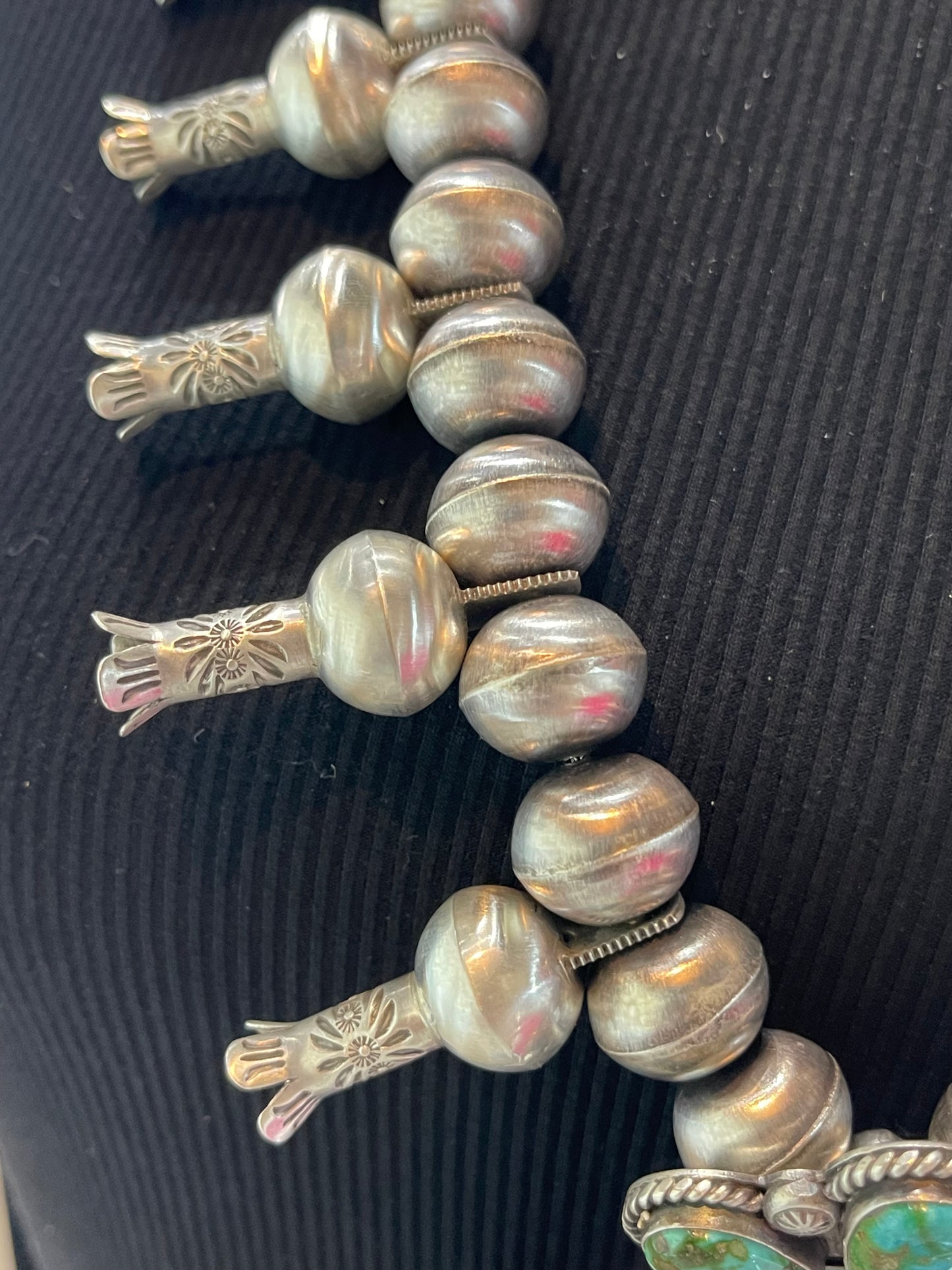 28" 15MM Sonoran Gold Squash Blossom with Stamped Blossoms by Chris Hale, Navajo