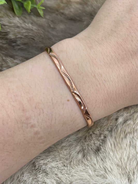 Copper Stamped Stacker Cuff By Elaine Tahe, Navajo