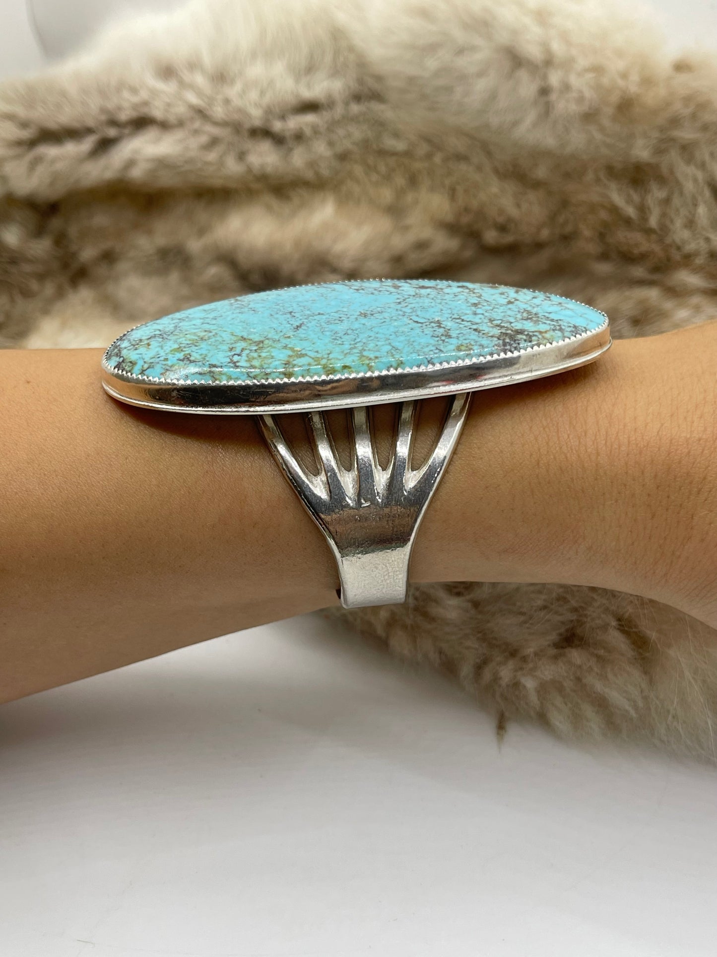 #8 Turquoise Cuff by Carrie Cannon, Kiowa
