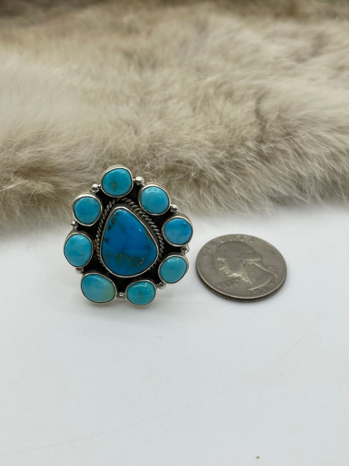 6.0 & Up Kingman Turquoise Adjustable Ring