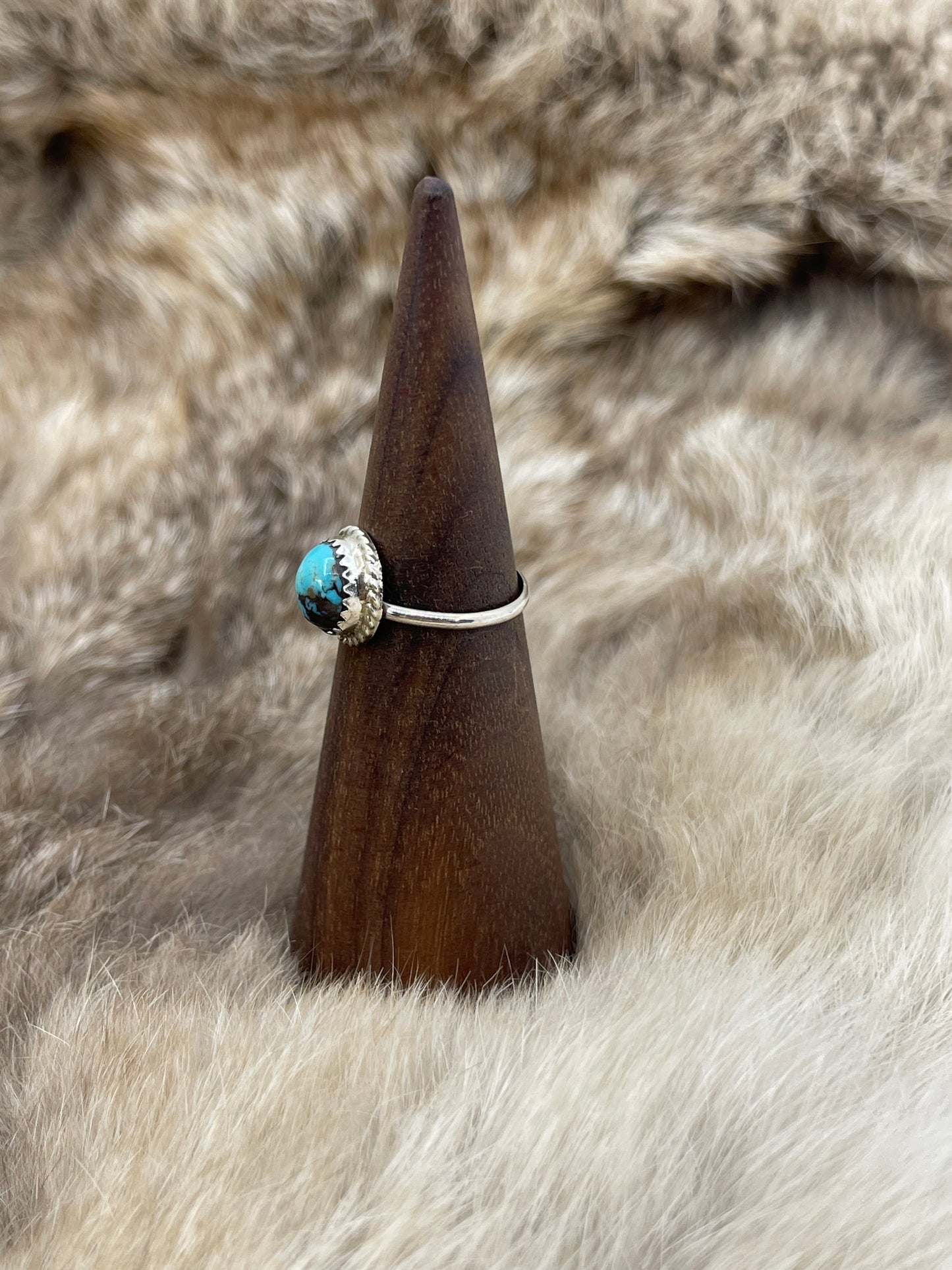5.0 Circle Turquoise Ring by Esther White, Navajo