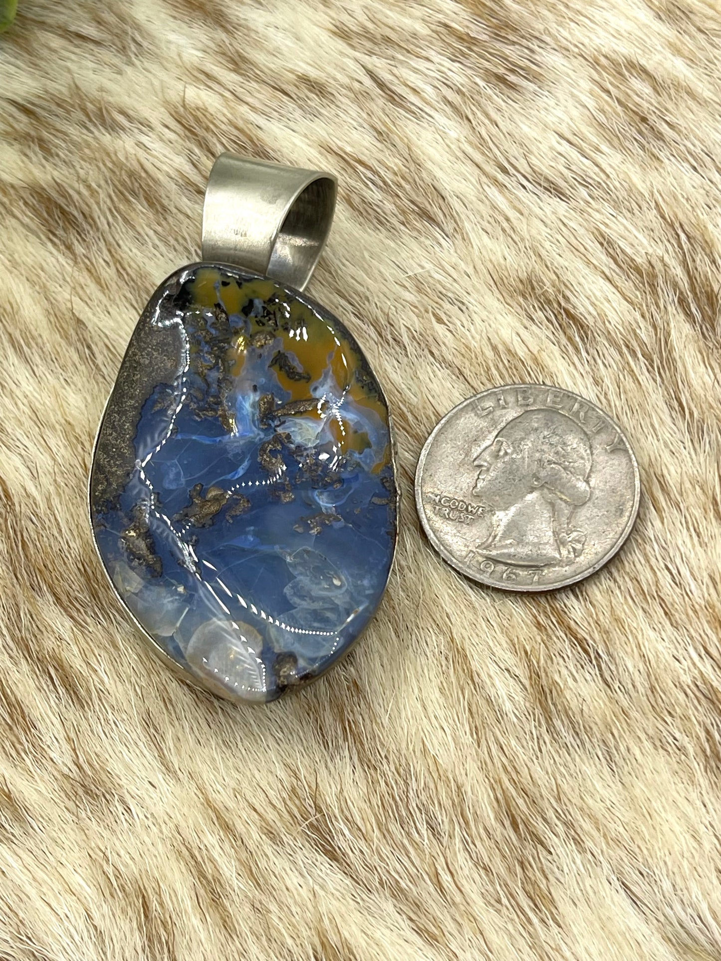Natural Australian Boulder Opal Pendant with 15.5mm Bale by Harold Joe, Navajo