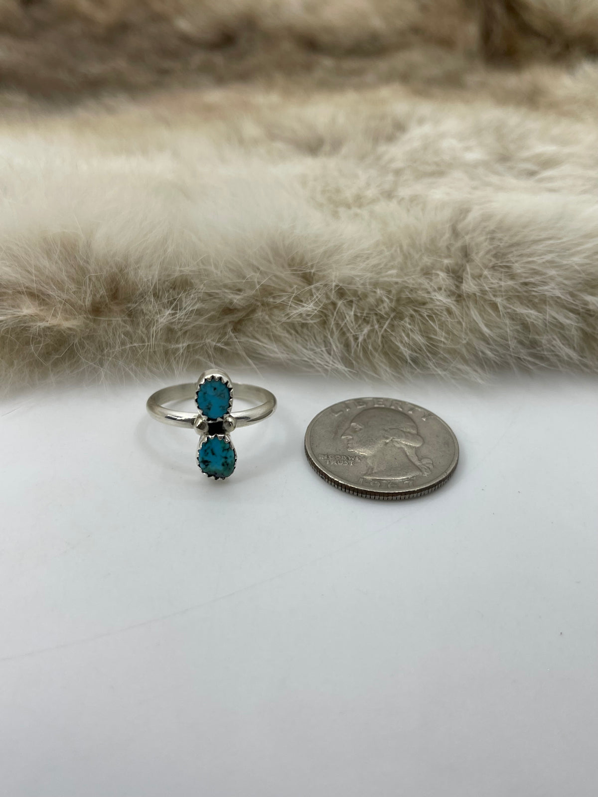 5.5 2 Stone Turquoise Ring Navajo