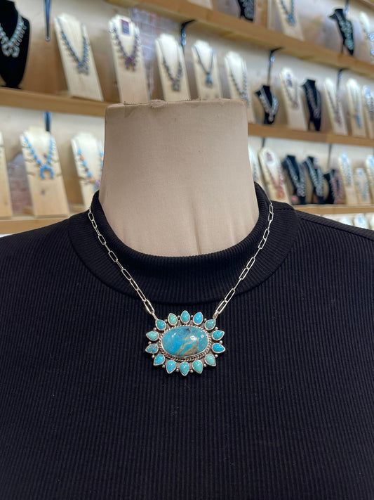 18" Turquoise Cluster Necklace