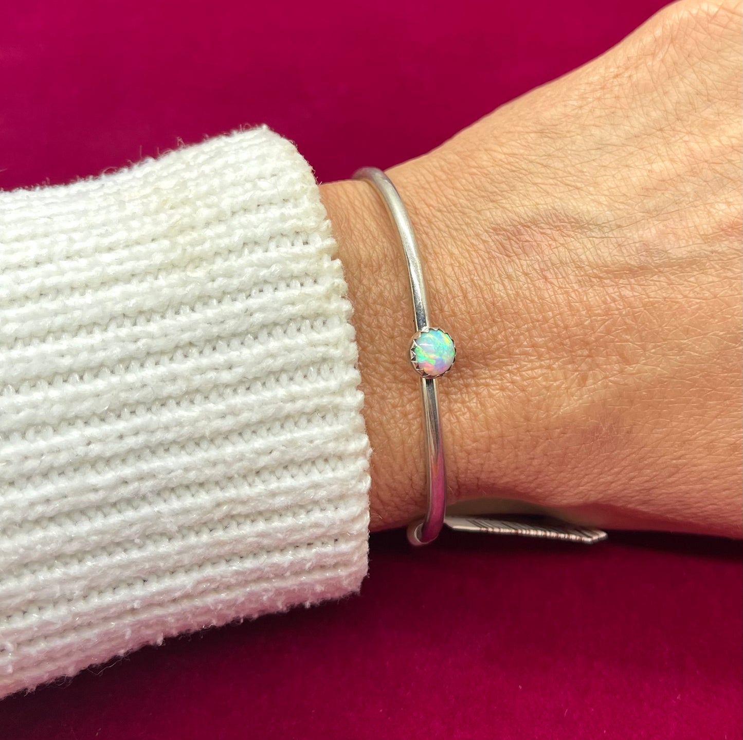 5"-5 1/2" White Opal Adjustable Bracelet