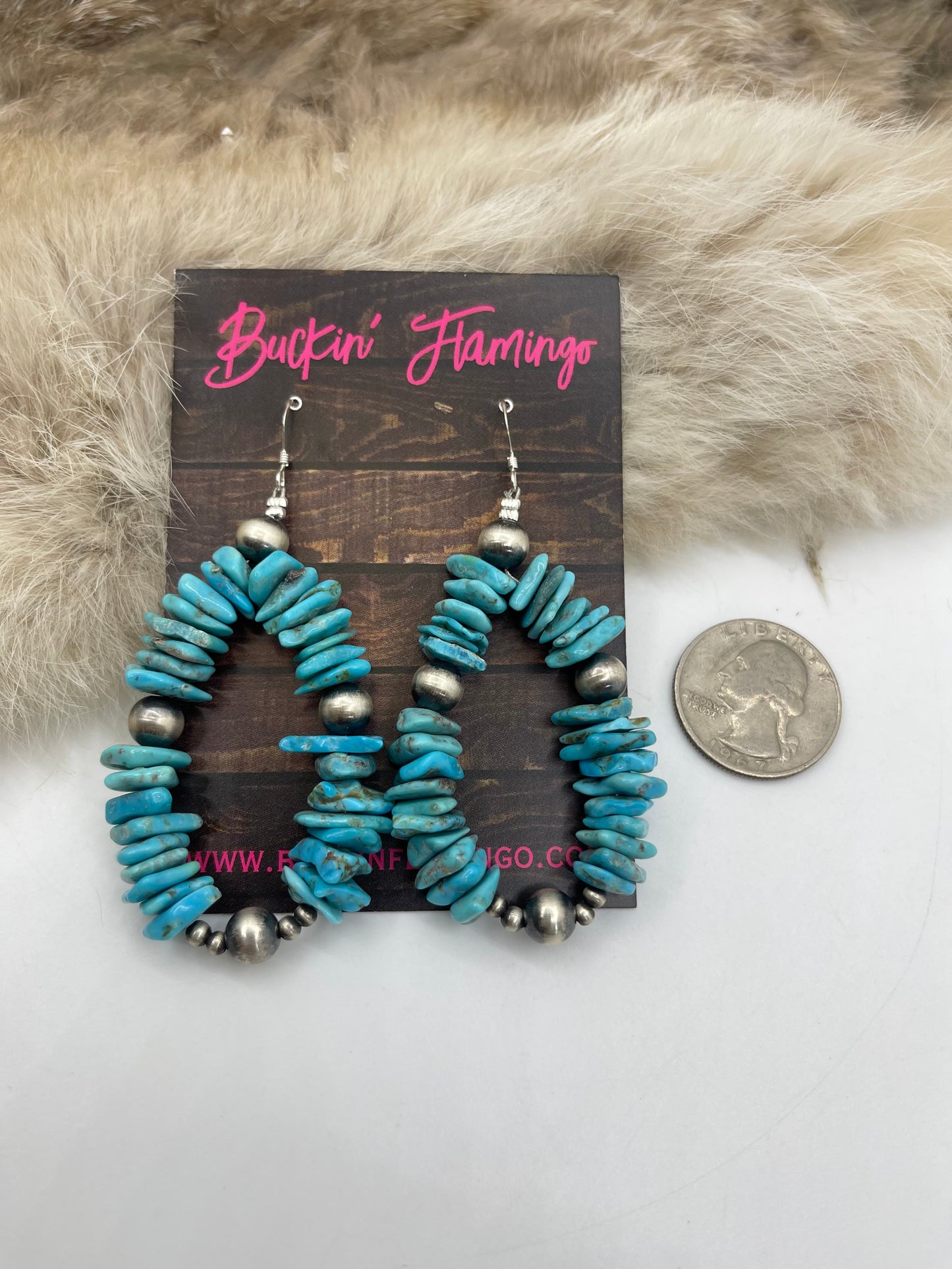 16” & 22” Double Strand Chunky Turquoise Necklace & Earring Set