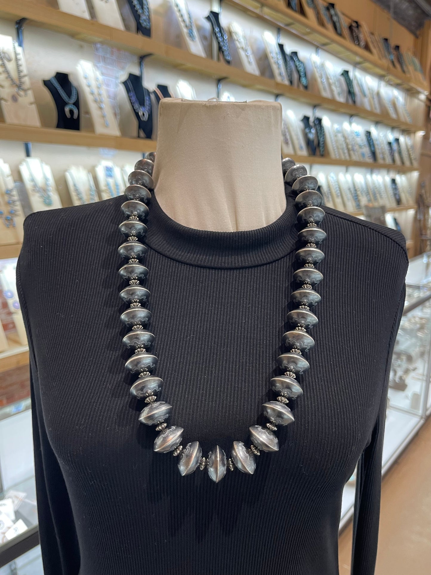 26" Handmade Navajo Pearls by Marietta D. Kellywood, Navajo