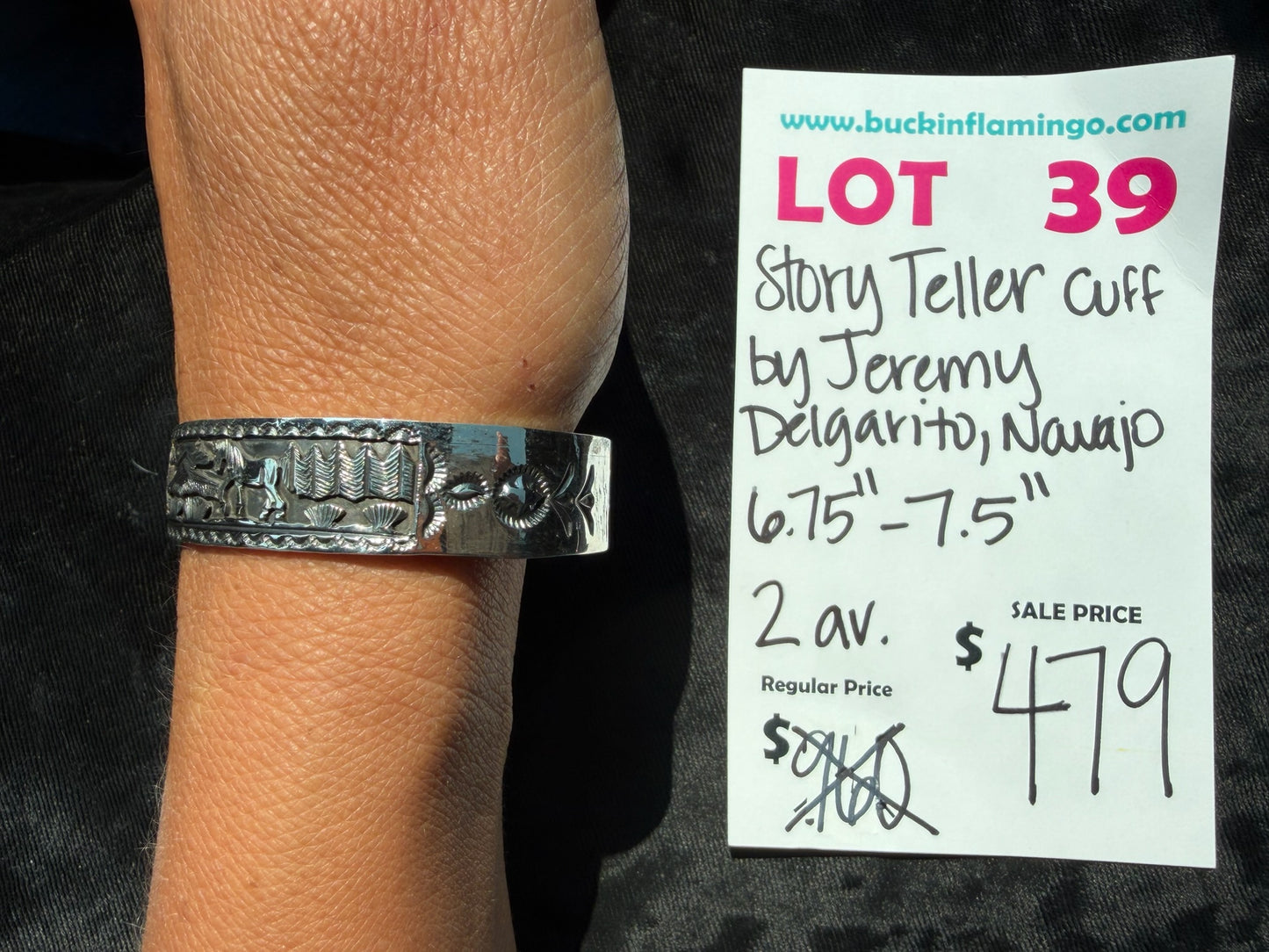 LOT 39 8/9 Story Teller Cuff by Jeremy Delgarito, Navajo 6.75"-7.5"