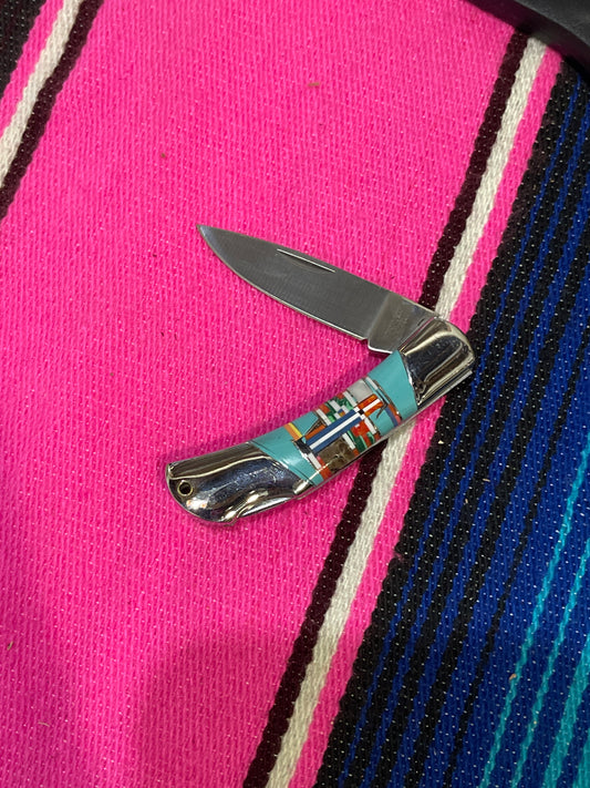 Single Blade Small Inlay Lock Back Pocket Knife