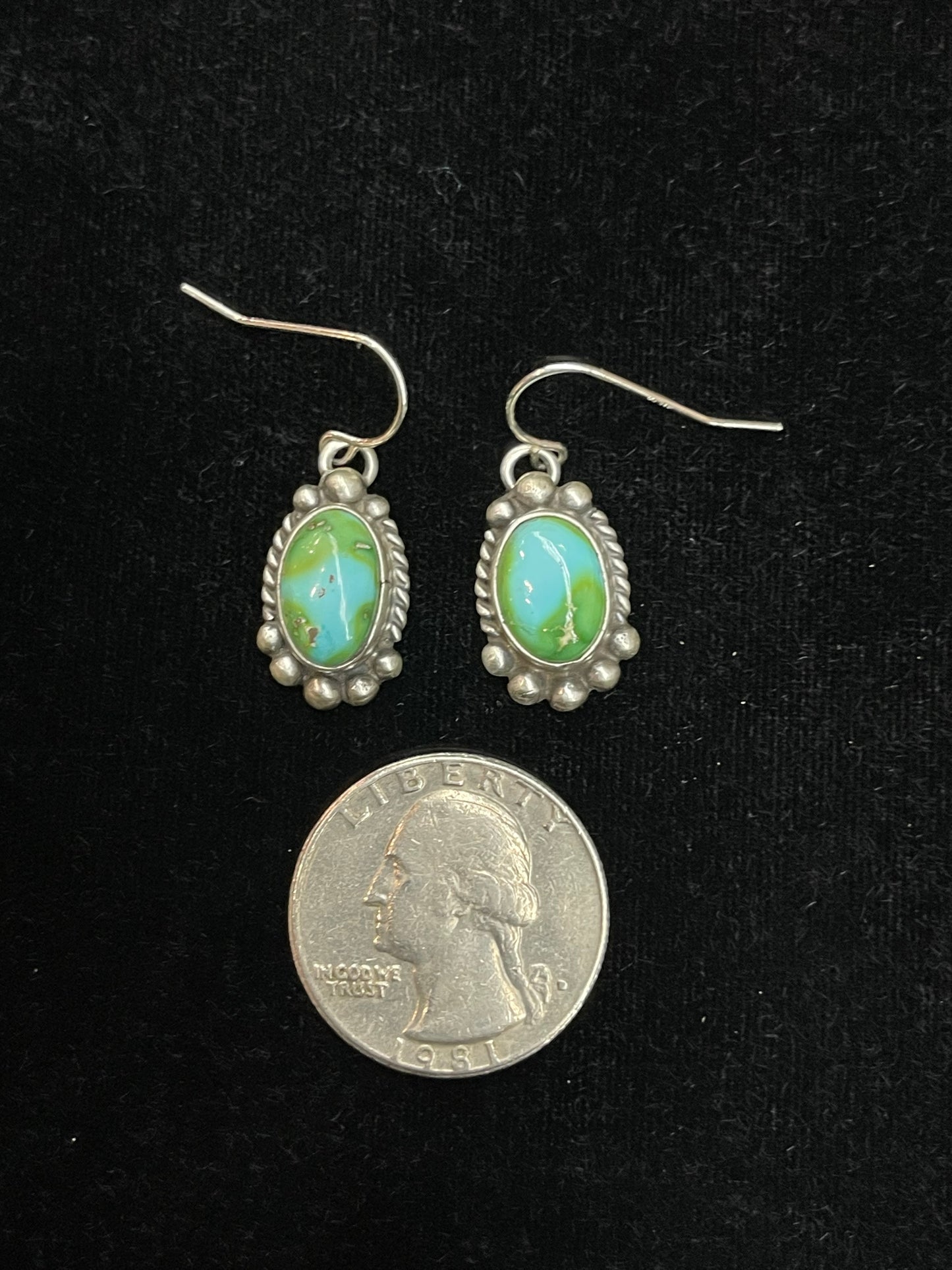 Sonoran Gold Turquoise Dangle Earrings by Donovan Skeet, Navajo