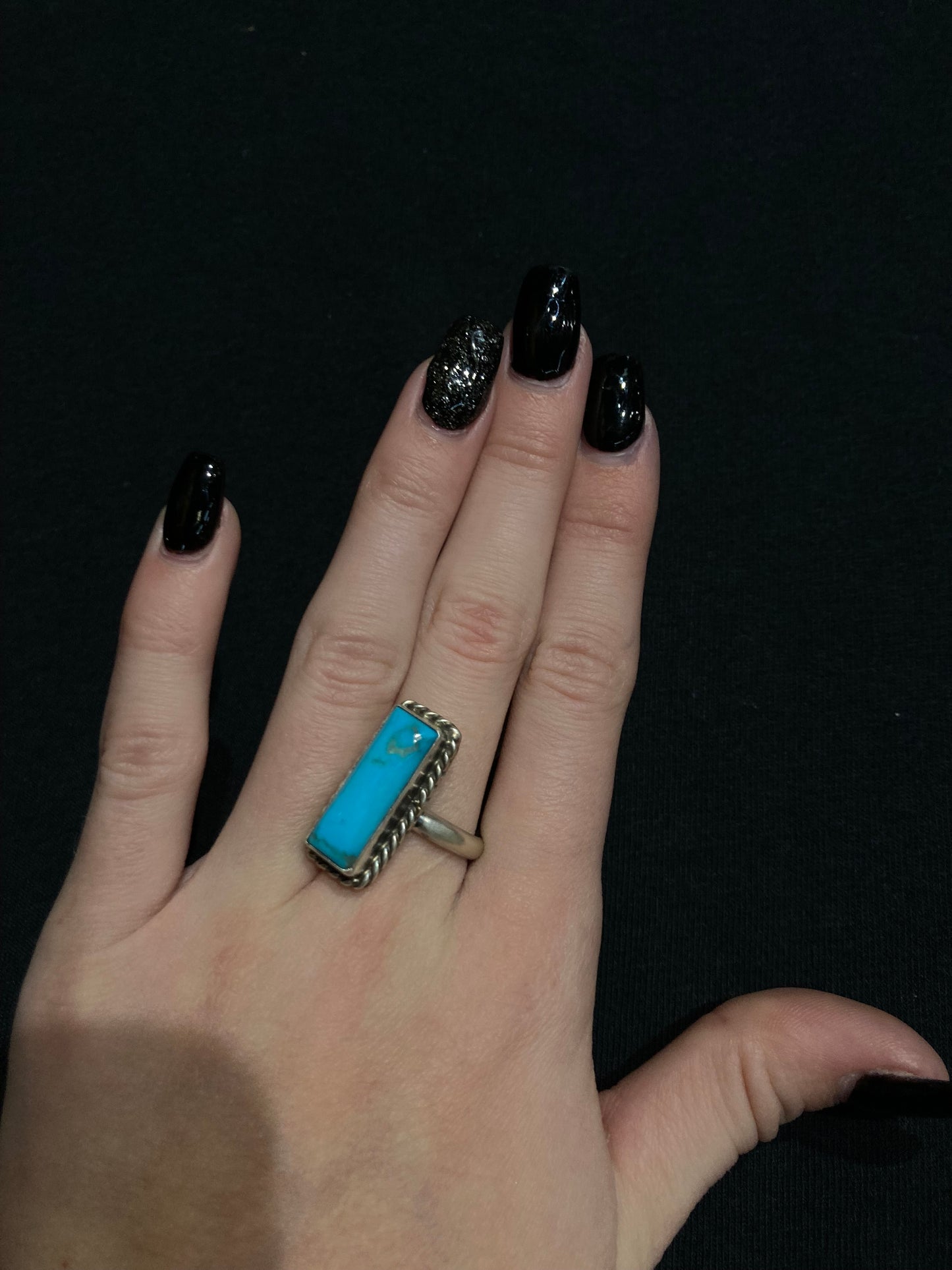 Adjustable Turquoise Bar Ring by Augustine Largo, Navajo