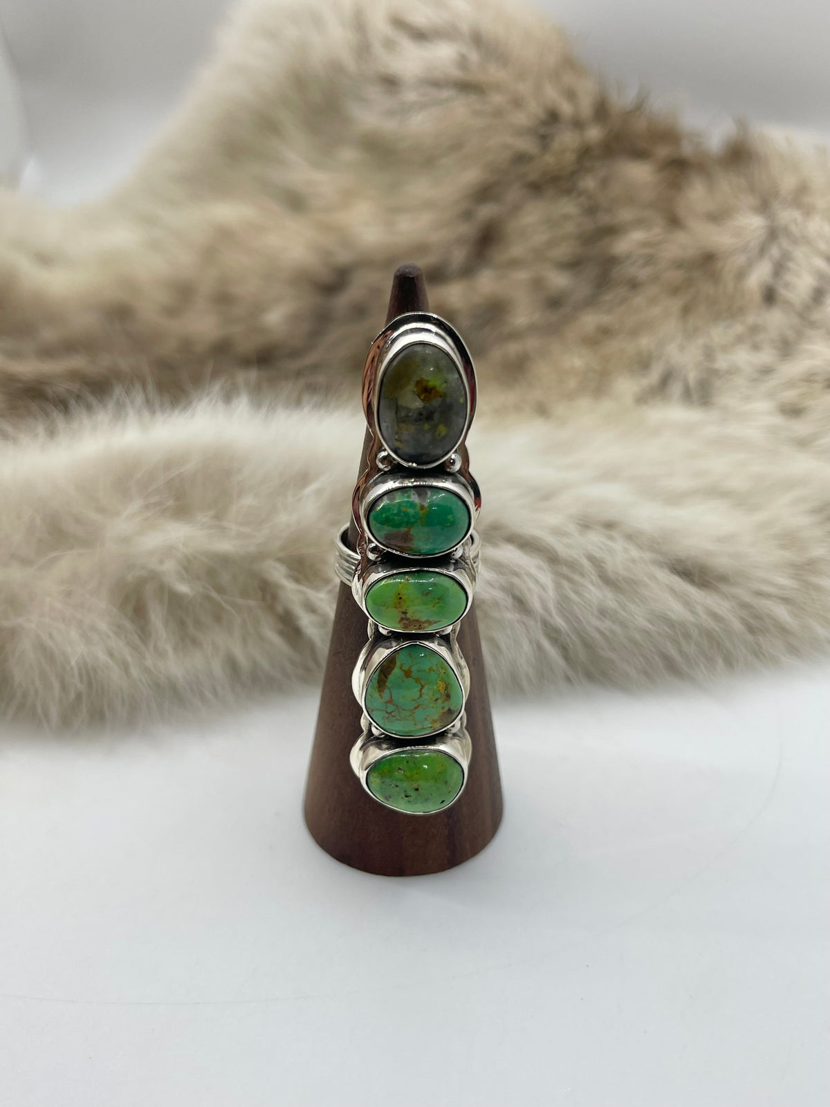 6.0 5 Stone Green Pixie Turquoise Ring