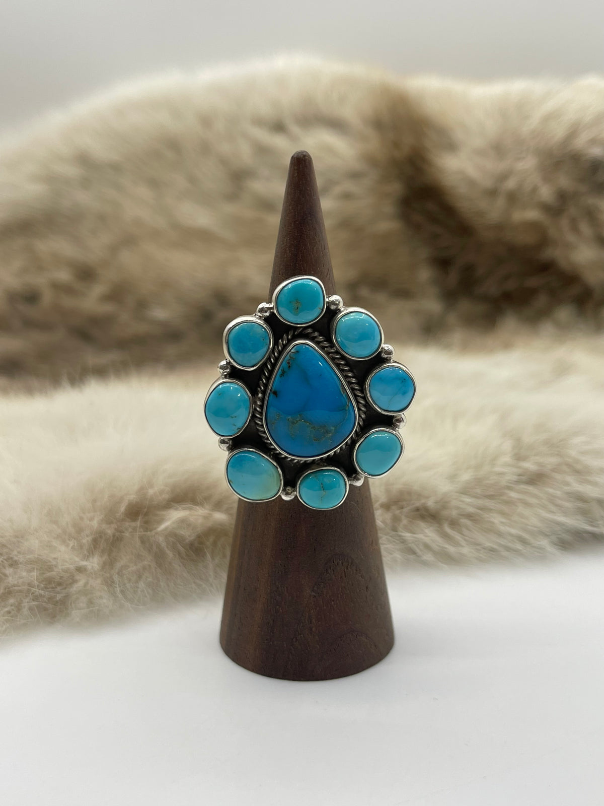 6.0 & Up Kingman Turquoise Adjustable Ring