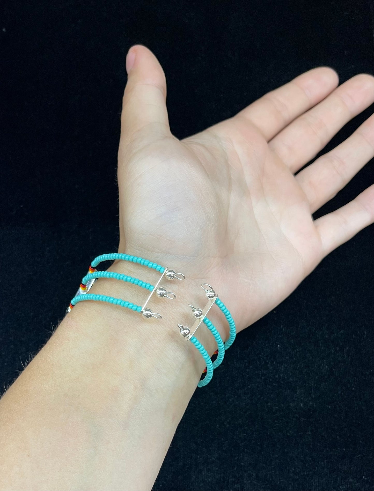 Glass Beaded Memory Wire 3-Strand Bracelet by Severn Blackmountain, Navajo