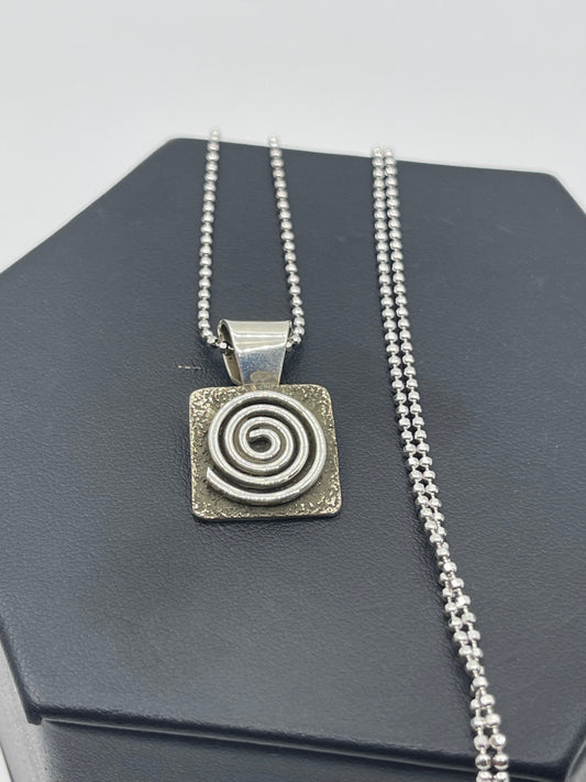 24”+3” Extender Spiral Mini Pendant by Alex Sanchez, Navajo