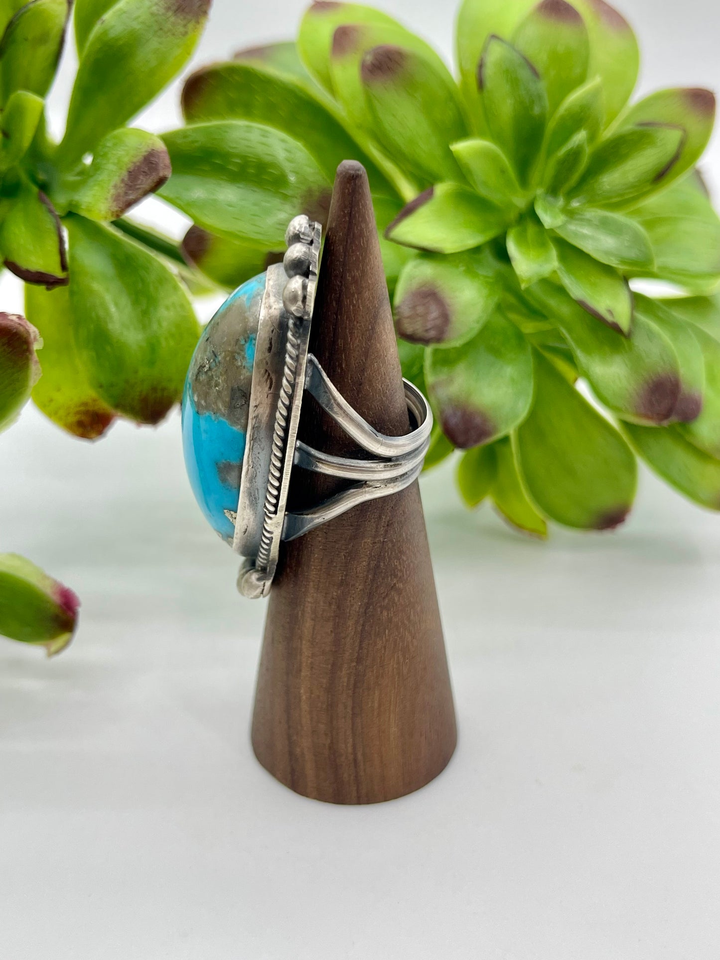 5.0 Oval Persian Turquoise Ring By Boyd Ashley Navajo