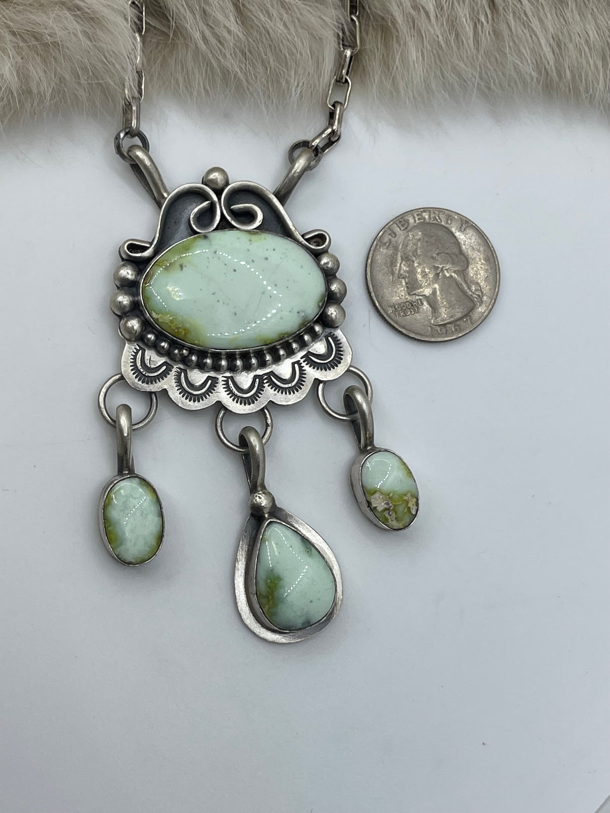 20" 4 Stone Palomino Turquoise Necklace by Delbert Secatero, Navajo