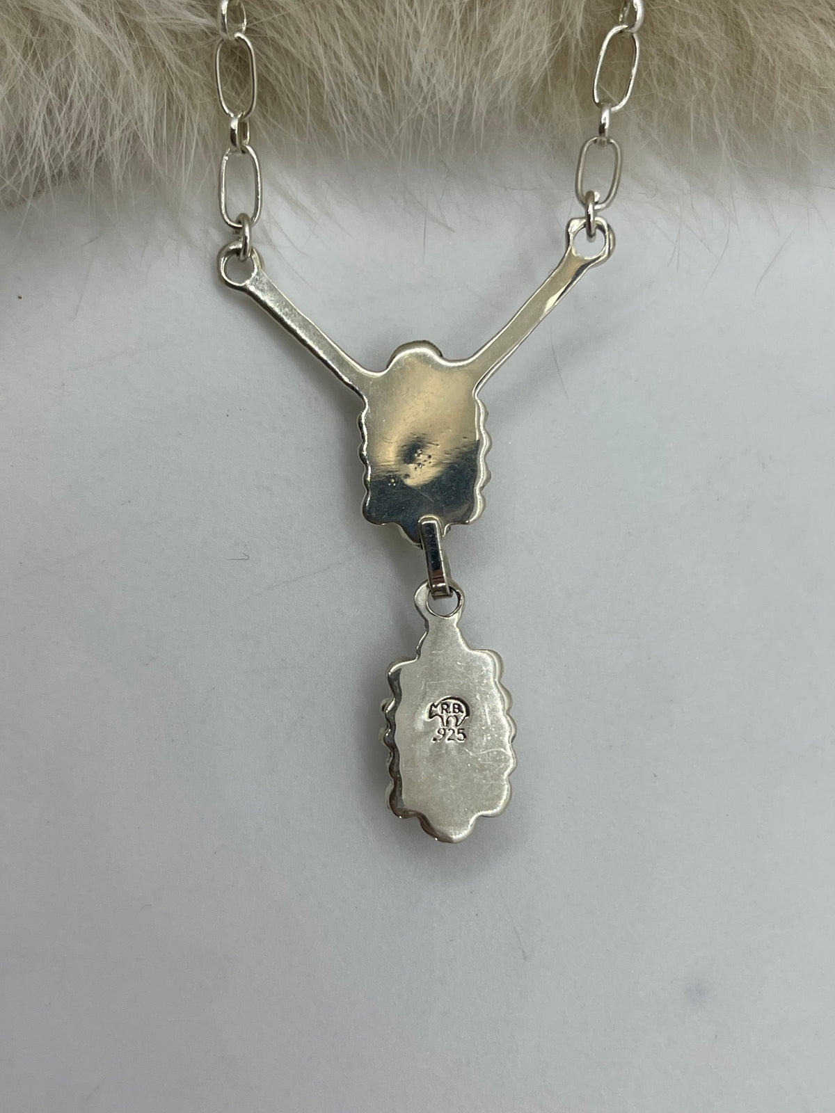 18" 2 Stone Smoky Quartz Drop Necklace by Sadie Jim, Navajo