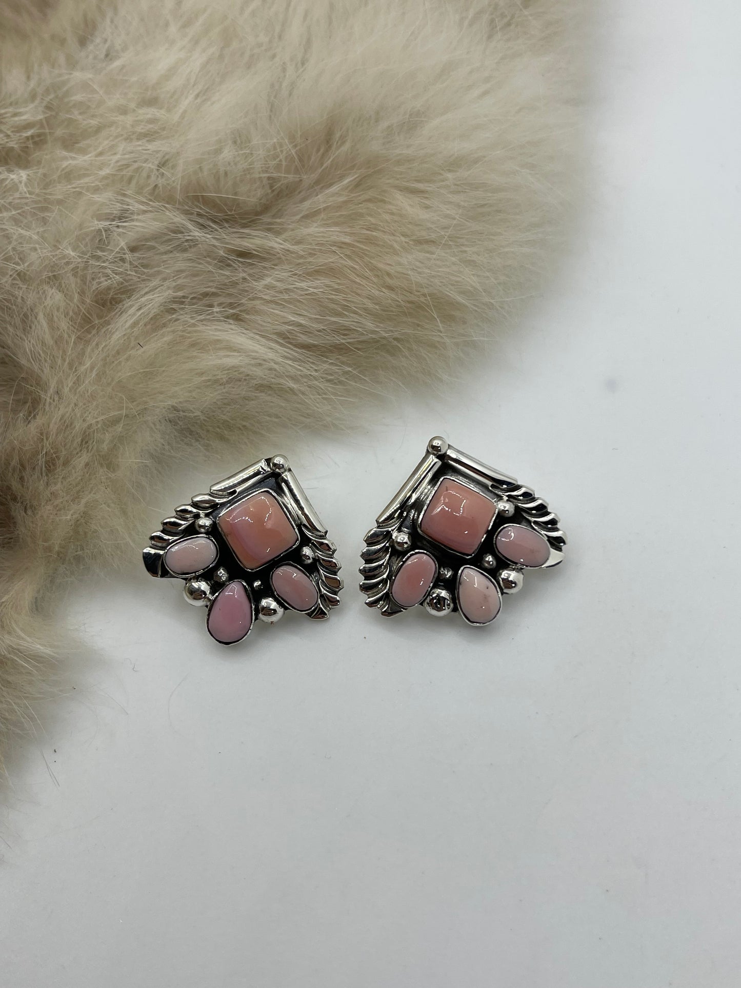Pink Conch Shell “Spade” Post Earrings