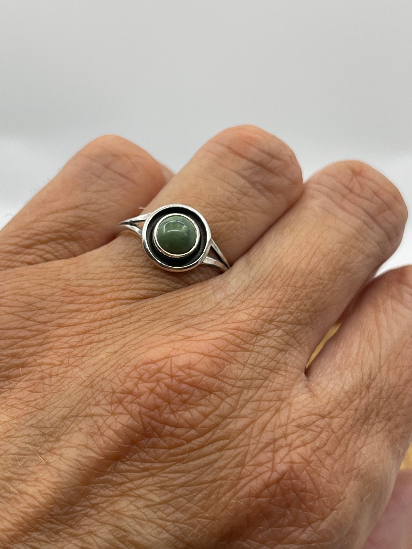 5.0 Dainty Turquoise Circle Ring by Martin Perry, Navajo