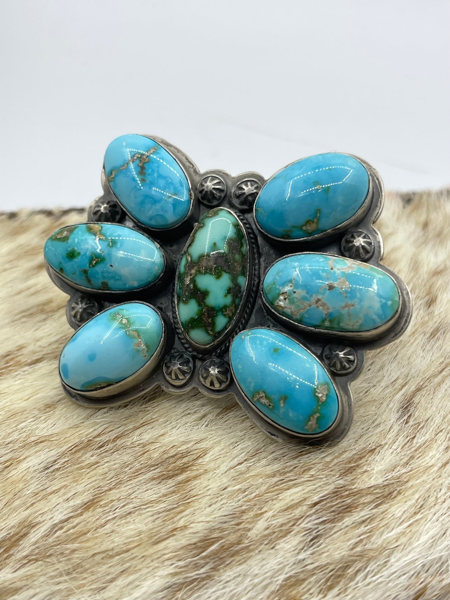 Adjustable Sonoran Gold Cluster Ring by Steven Nez, Navajo