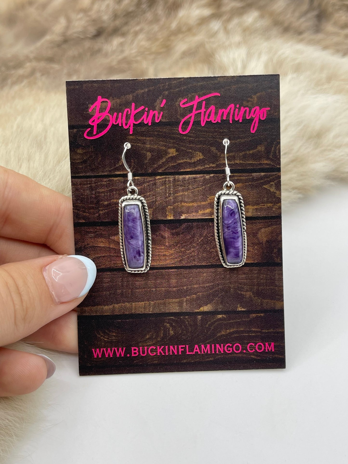 CHAROITE DANGLE EARRINGS BY TOM DINESTO, NAVAJO