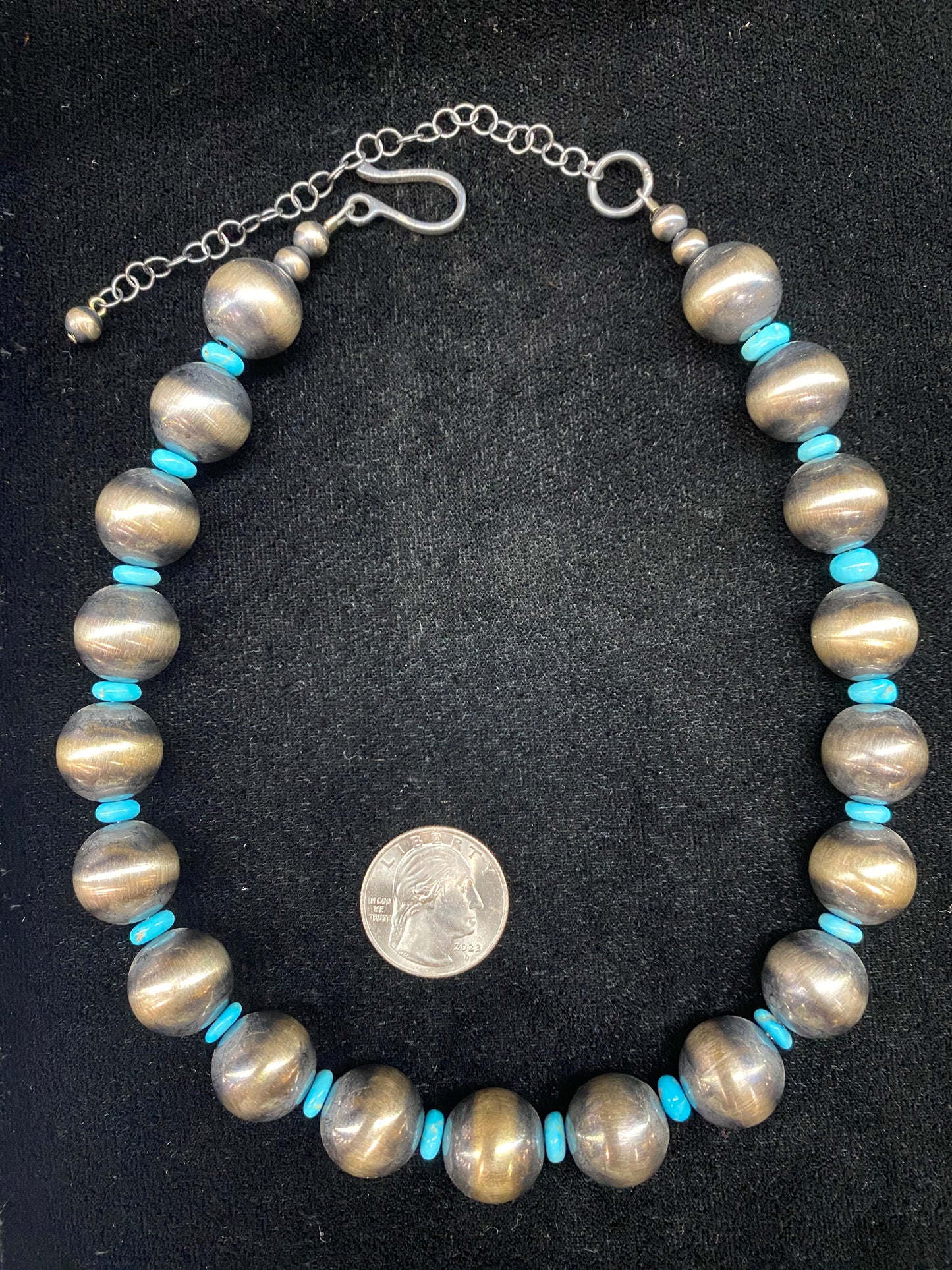 16" Navajo Pearl and Sleeping Beauty Turquoise Necklace with 4" Extender