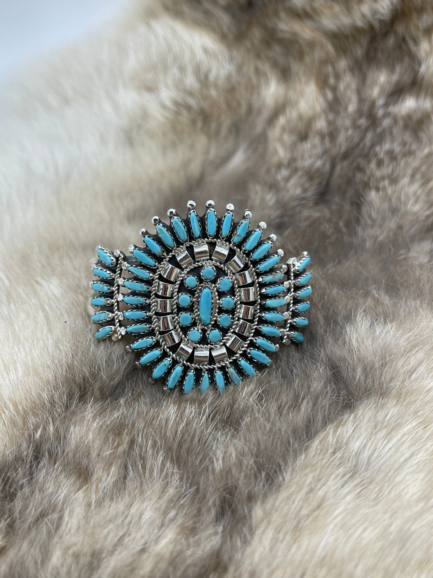 Navajo Cluster Cuff with Sleeping Beauty Turquoise by Nathaniel & Rosita Nez, Navajo