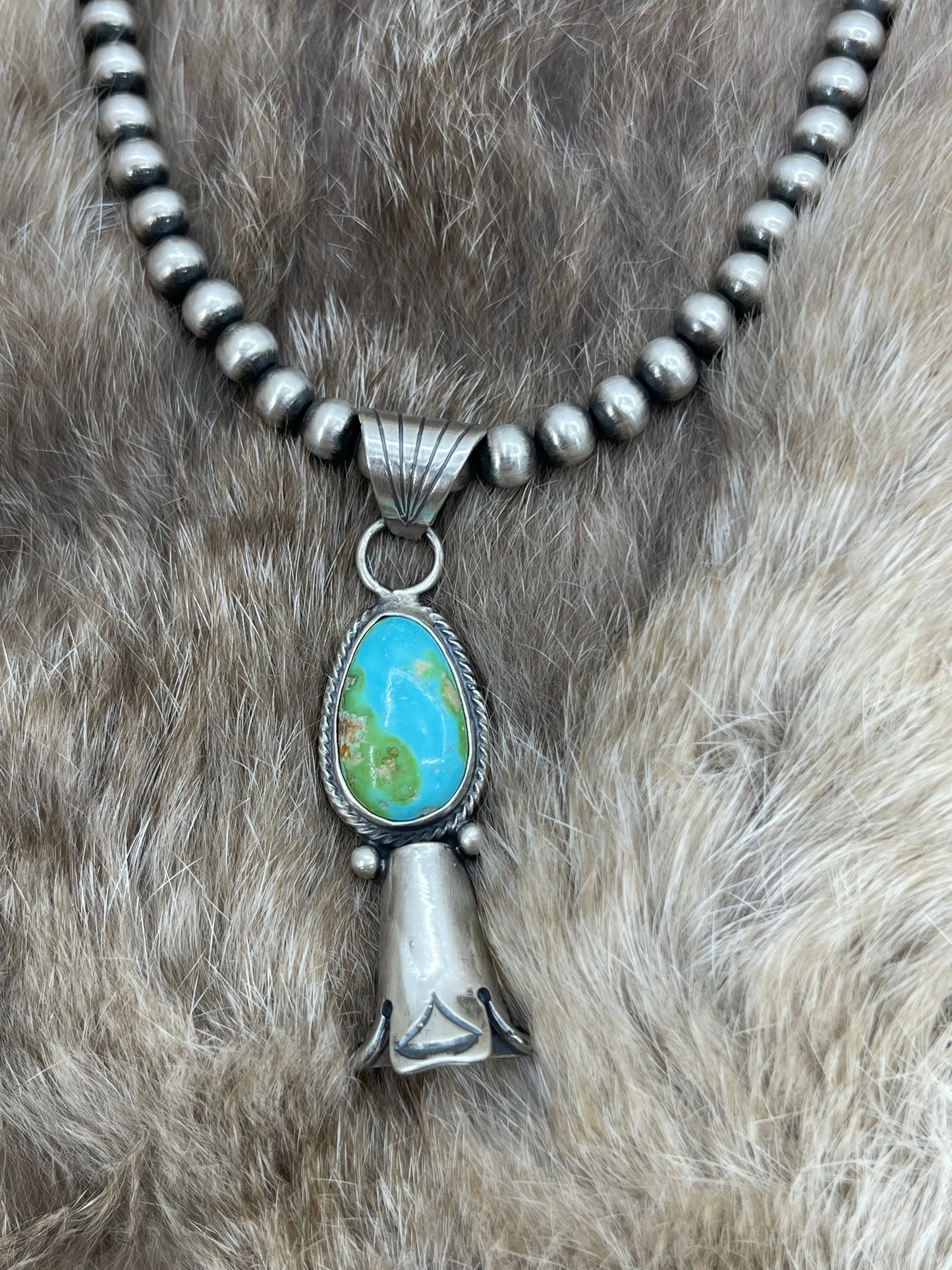 16" Sonoran Gold Turquoise Blossom Pendant Necklace by Sharron McCarthy, Navajo