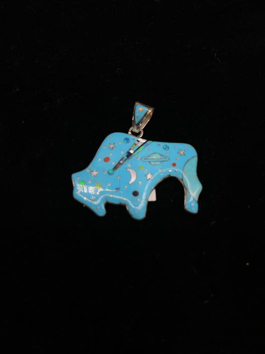 Micro Inlay Cosmic Buffalo Pendant with a 6mm Bale