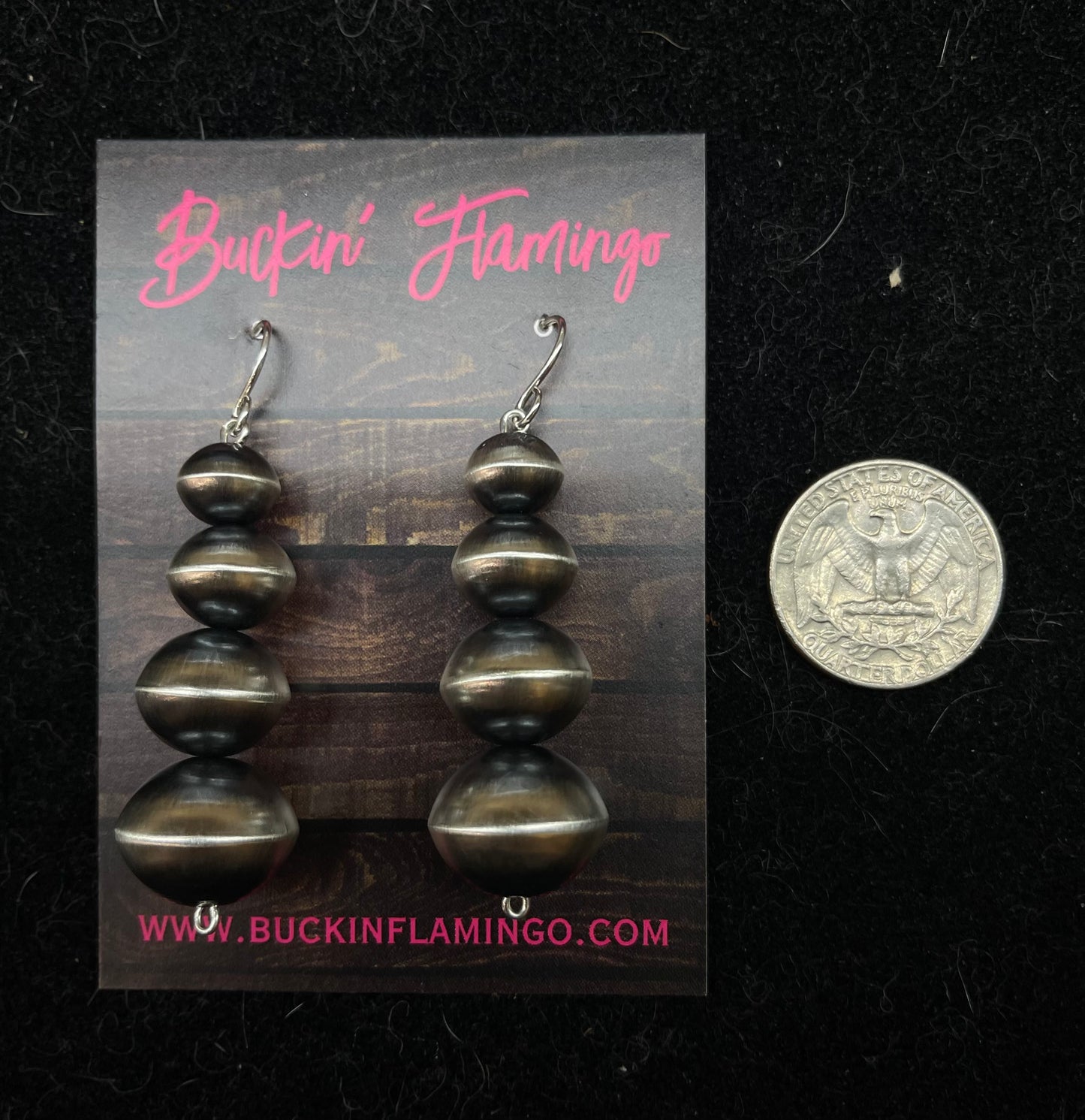 2 1/2" Handmade Navajo Saucer Pearl Dangle Earrings by Tonisha Haley, Navajo