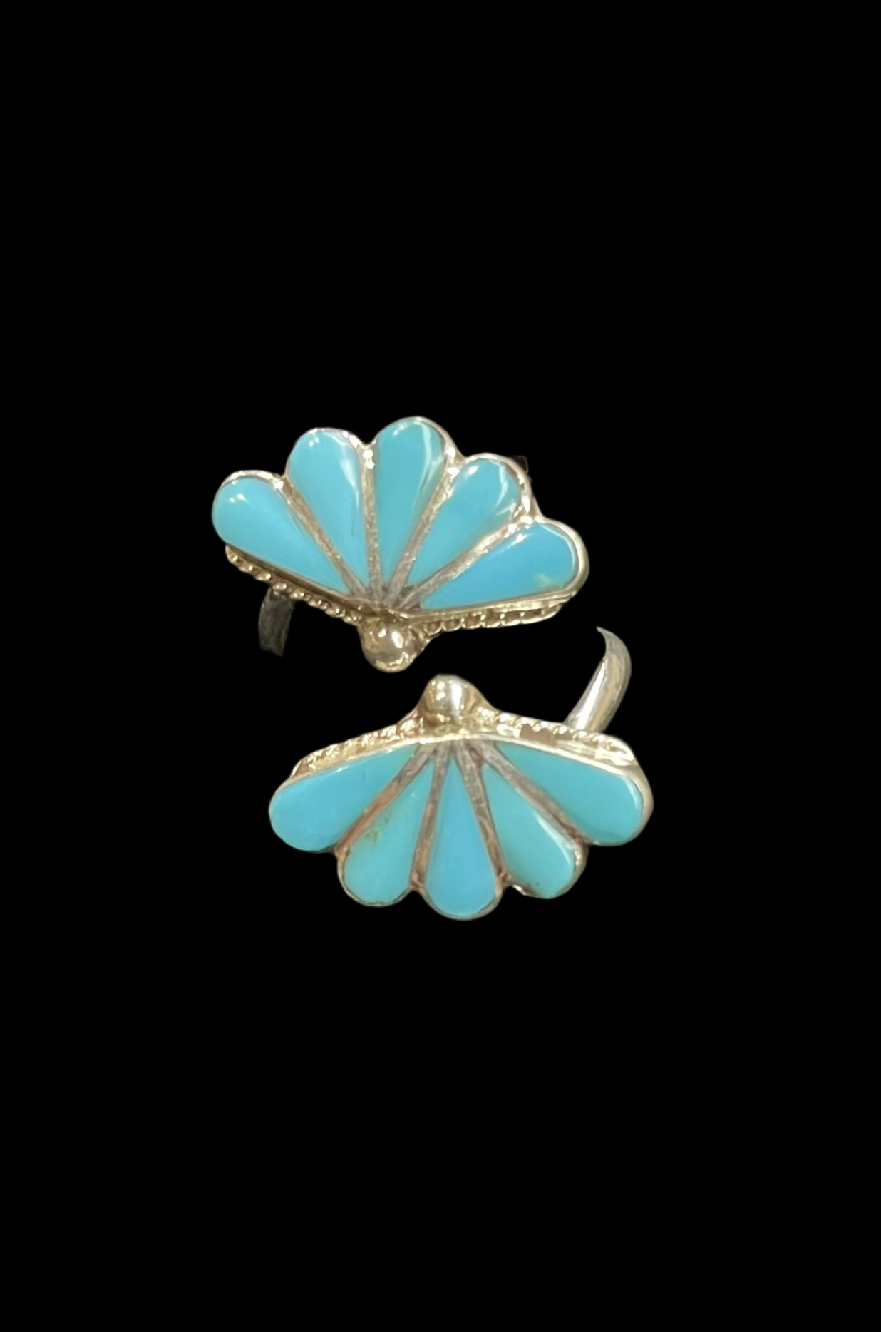 Sleeping Beauty Turquoise Inlay Adjustable Ring by RYN, Zuni