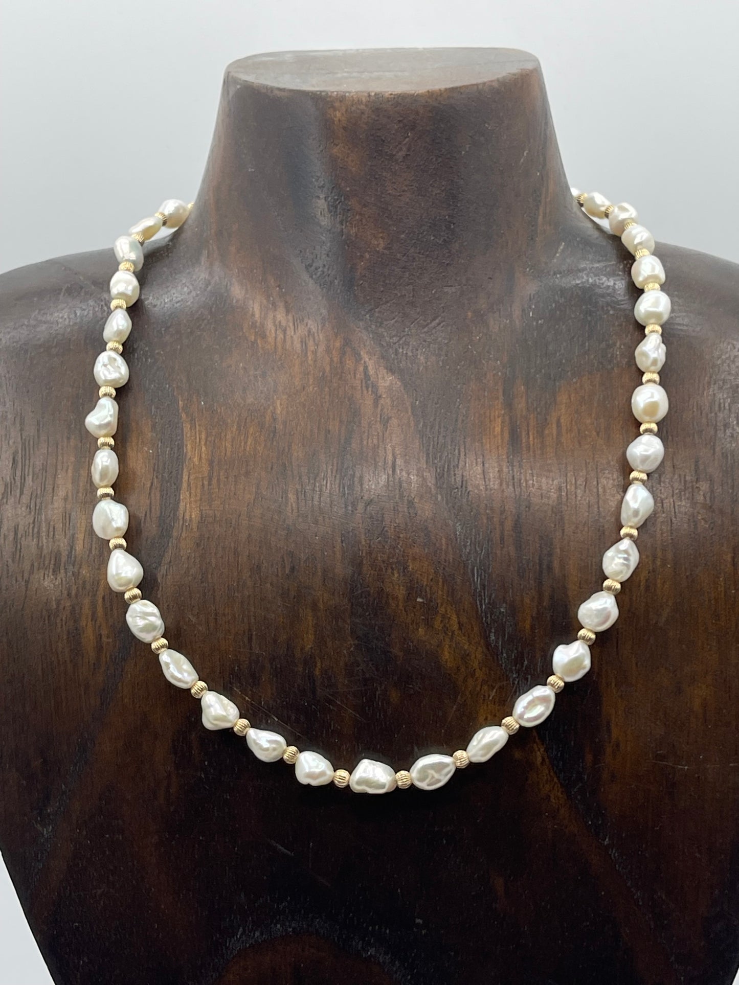 16"+2" 14k Gold Filled Beads and Freshwater Pearl Necklace