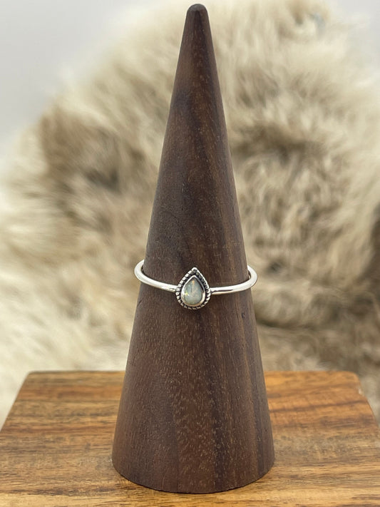 Size 10.0 White Opal Teardrop Ring