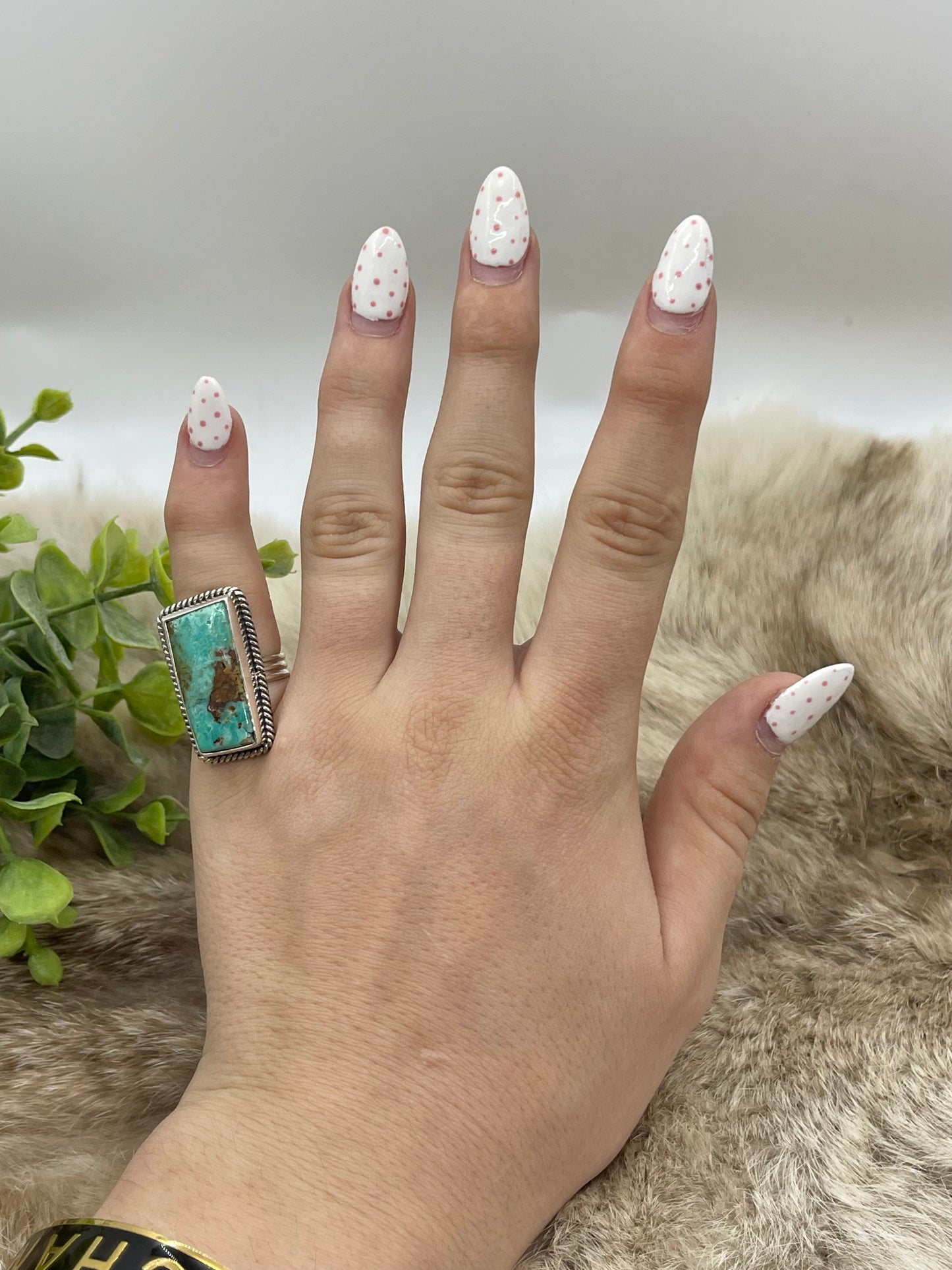 6.0 Rectangle Kingman Turquoise Ring
