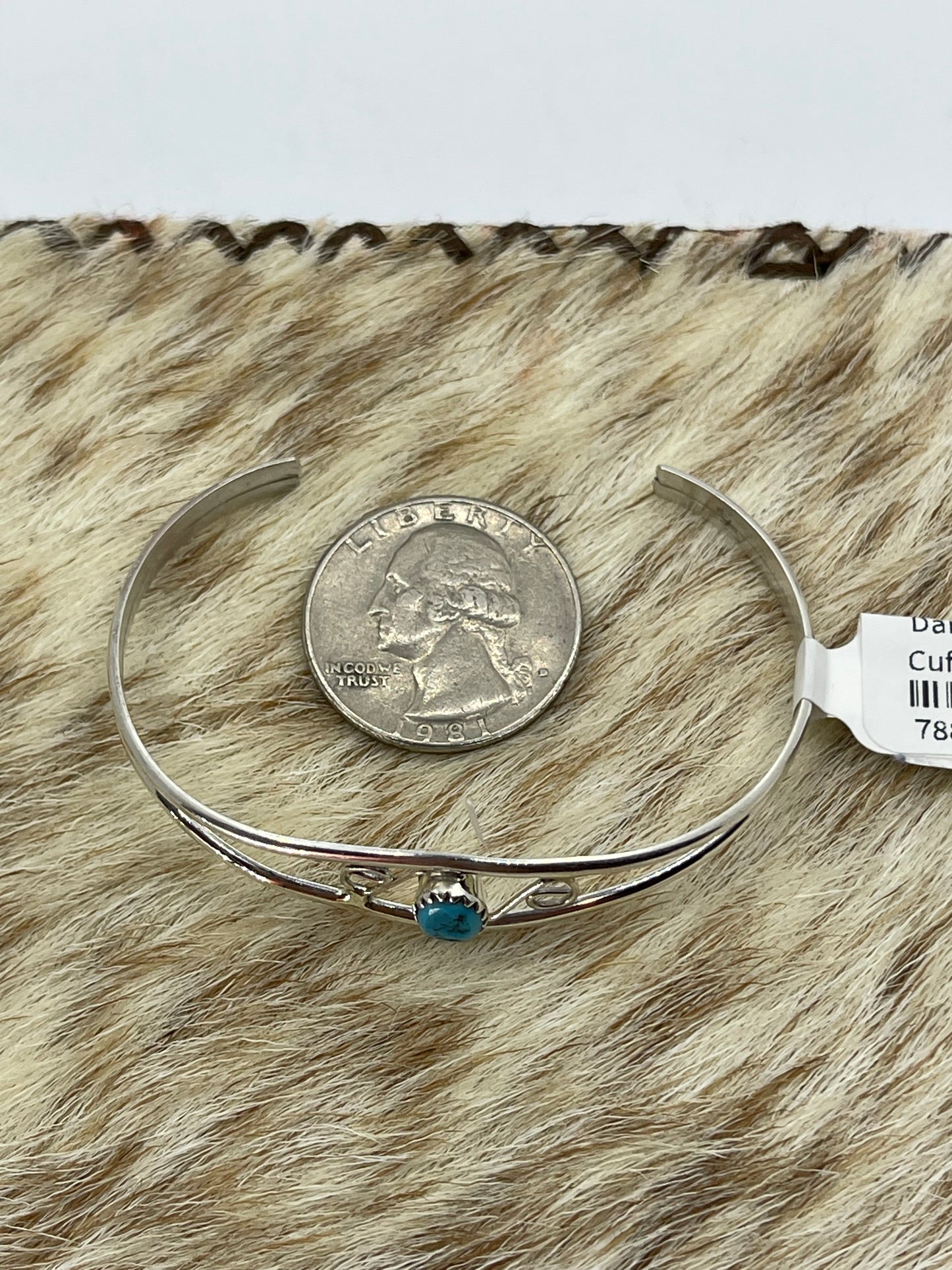 5 1/2"-6 1/2" Dainty Turquoise Cuff by Judy Lincoln, Navajo