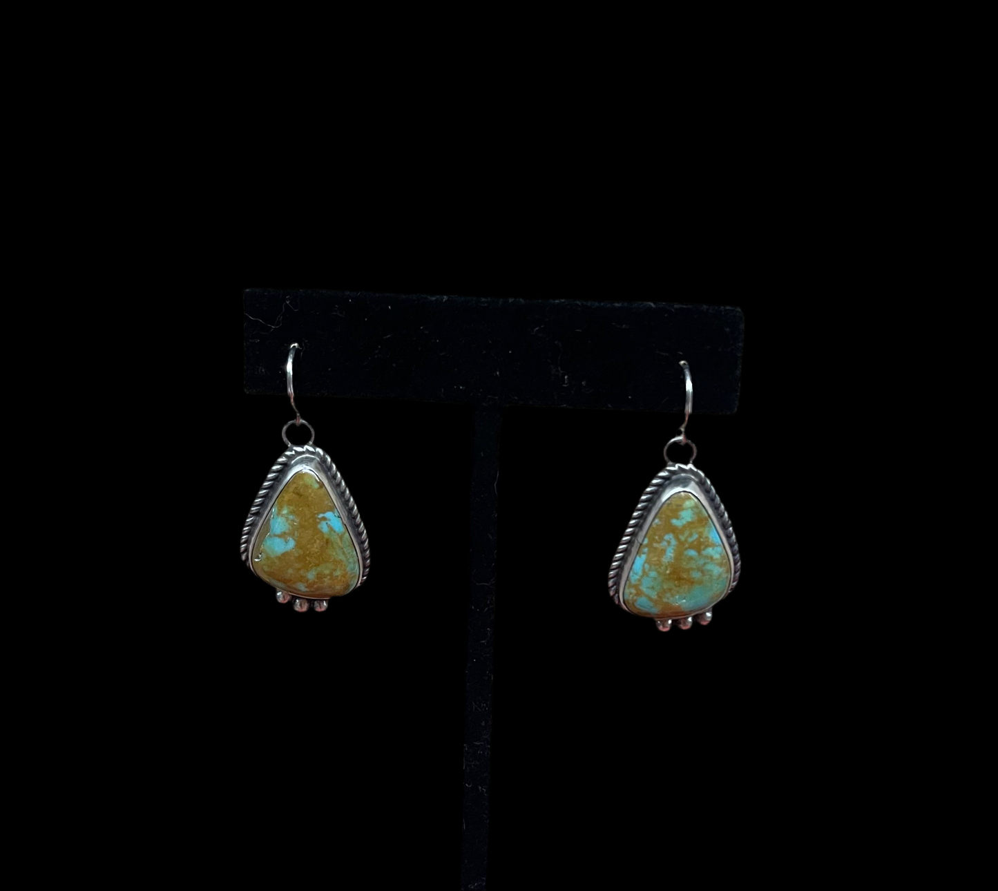 Kingman Turquoise Dangle Earrings by Judith Dixon, Navajo