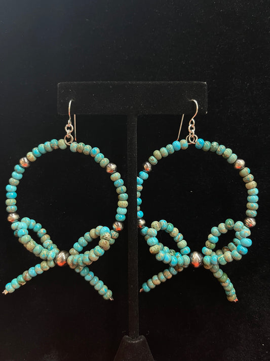 Turquoise Bow Hoop Earrings