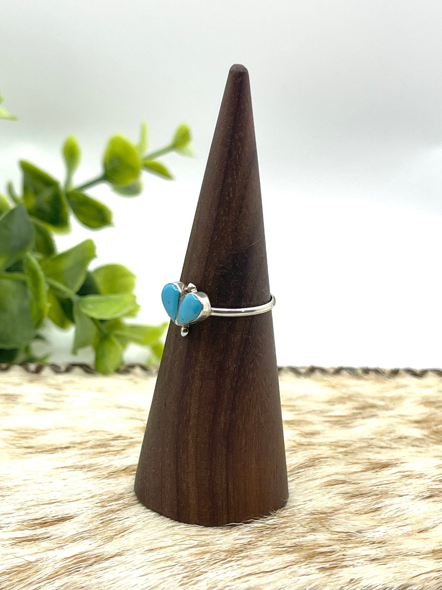 7.5 Turquoise 2 Stone Heart Ring